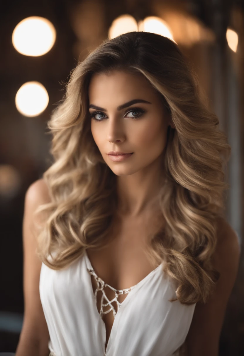 Mulher loira com cabelo longo e top branco olhando no espelho, mulher loira bonita, foto retrato suave 8 k, uma loira linda, mulher loira, Blonde and attractive features, loira bonita, foto de uma mulher bonita, loira mulher jovem bonita, Deusa loira, 4K fotografia de glamour, close up de uma mulher loira, mulher sueca loira, Meninaabelo loiro longo melhor qualidade, master part, ultra high-resolution, fotorrealista, 1girl, Fora do ombro, sorrir