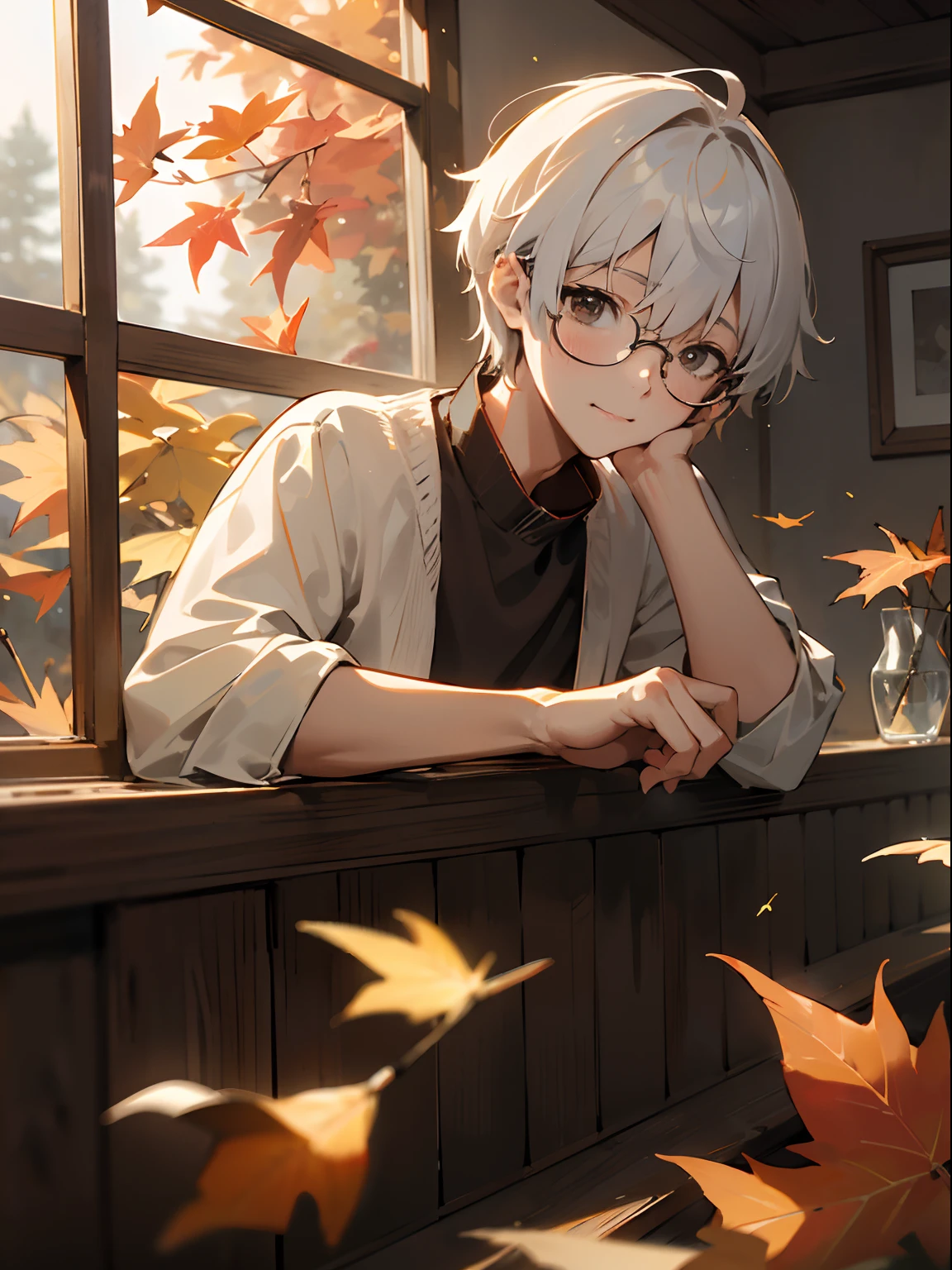 (Male child, eye glasses,A smile, silber hair),(((​masterpiece)))、(((top-quality)))、((ultra-definition))、(High Definition CG Illustration)、((extremely delicate and beautiful)),Background with: absurderes, ​masterpiece, hight resolution, Cinematic, Full-HD, 8K, intricate detailes, ultra-detailliert, illustratio, fallen leaves
Drifting on the windowsill
fall foliage
Red and gold
I look at your lips
Summer Kiss
Tanned hands
I had
Because you're gone
The days get longer
And soon I will hear
Old Winter Songs
however、I miss you、Hey
When autumn leaves begin to fall
Because you're gone
The days get longer
And soon I will hear
Old Winter Songs
however、I miss you、Hey
When autumn leaves begin to fall
Yes、I miss you、Hey
When autumn leaves begin to fall