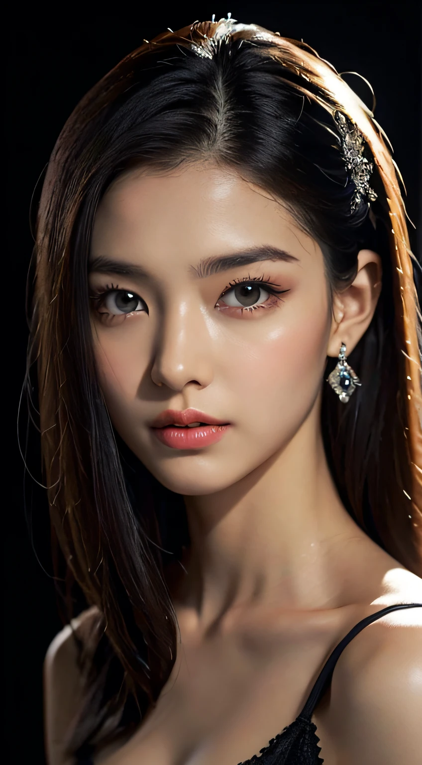 A steady diffusion cue for a given topic would be:
"(Best quality,4K,8K,A high resolution,Masterpiece:1.2), Ultra-detailed, (Realistic,Photorealistic,photo-realistic:1.37), (..CGI:1.1), velvet, Escultura, Red hood, exposed midriff, Celebrity tiara, Roll sleeve, Lips, Avoid the gaze, Close-up, Turn your head, with black background"