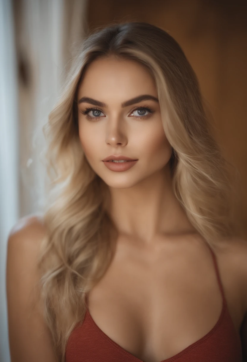 Oman with matching tank top and panties, fille sexy aux yeux bleus, Portrait Sophie Mudd, Portrait de Corinna Kopf, cheveux blonds et grands yeux, selfie of a young woman, ohne Maquillage, maquillage naturel, Look directly into the camera, Visage avec Artgram, dezentes Maquillage, Superbe photo du corps entier, dans la chambre, gros seins, Blonde, Latin, underwear, dentelle