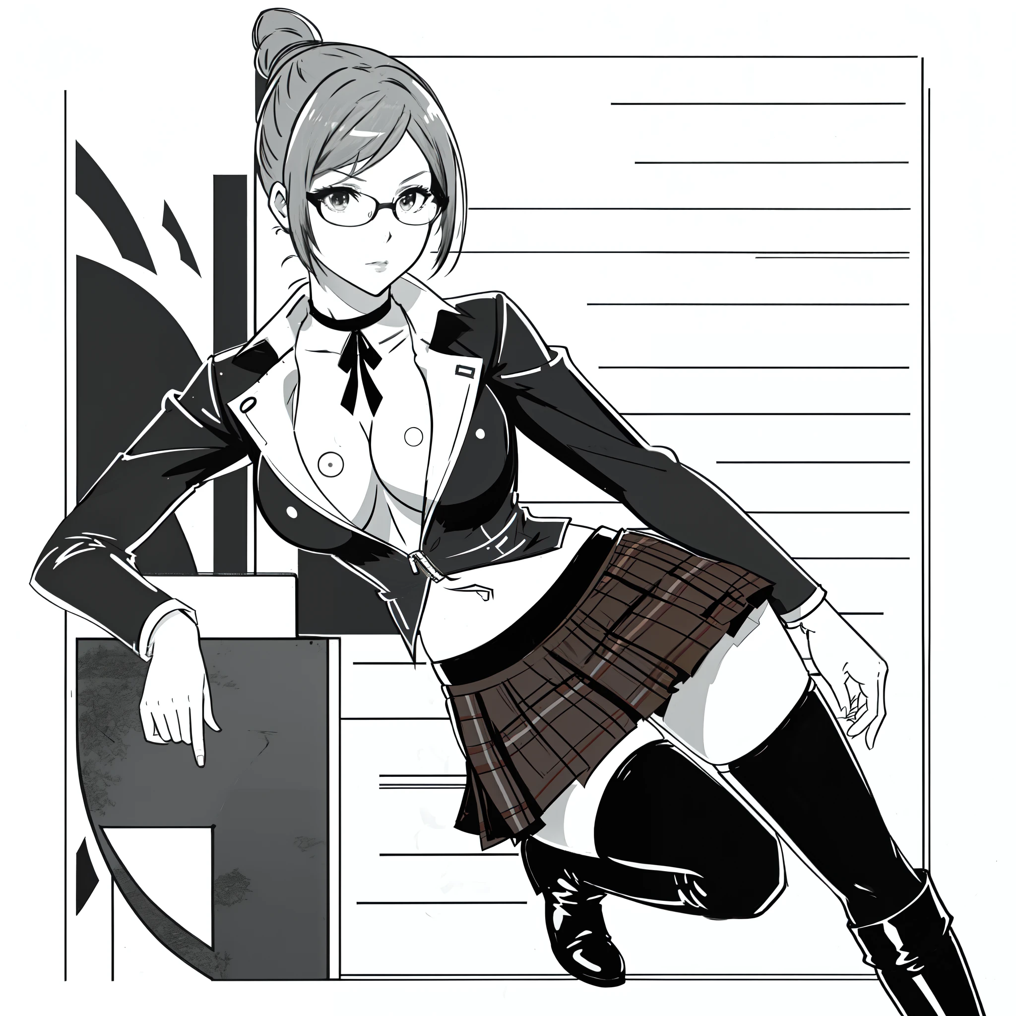 Close-up of a person in tights holding a whip, drawing Learn, beast, study, natural Learn, Learn, Cartoon shading animation, ecchi anime style, master Learn, 80s anime art style, fashion Learn, pose Learn, Black Sketch, Edge Style, Anime Sketch, Attractive anime girl
