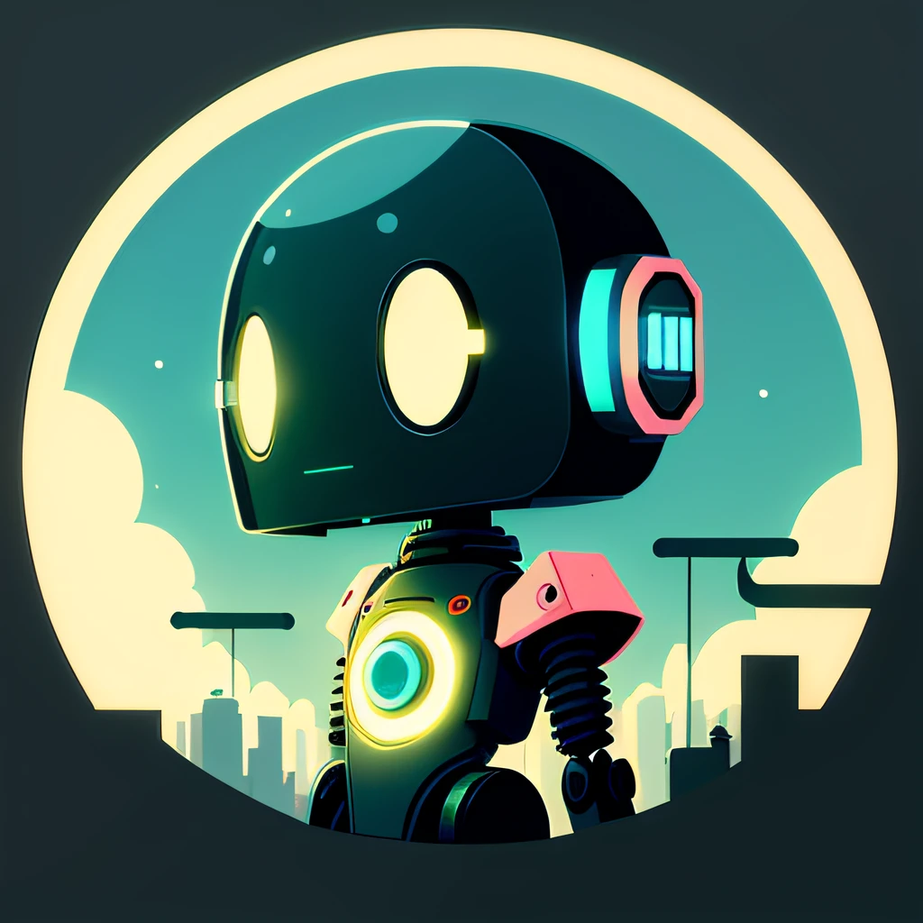 A cartoon image of a future robot, illustration style, nft style, technological sense, cute