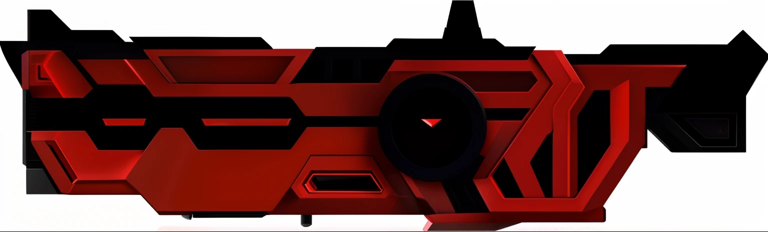 There is a red and black object，There is a black object in the middle, Black-crimson color scheme, , red mechanical body, black and red scheme, Crimson - Black color scheme, gauss rifle, red and obsidian neon, Laser cannon, pulse rifle, Black and red armor, laser rifles