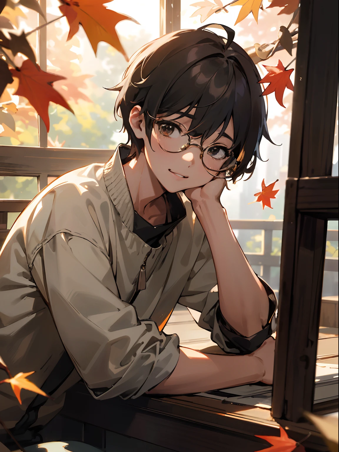 (Male , eye glasses,A smile, silber hair),(((masterpiece)))、(((top-quality)))、((ultra-definition))、(High Definition CG Illustration)、((extremely delicate and beautiful)),Background with: absurderes, masterpiece, hight resolution, Cinematic, Full-HD, 8K, intricate detailes, ultra-detailliert, illustratio, fallen leaves
Drifting on the windowsill
fall foliage
Red and gold
I look at your lips
Summer Kiss
Tanned hands
I had
Because you're gone
The days get longer
And soon I will hear
Old Winter Songs
however、I miss you、Hey
When autumn leaves begin to fall
Because you're gone
The days get longer
And soon I will hear
Old Winter Songs
however、I miss you、Hey
When autumn leaves begin to fall
Yes、I miss you、Hey
When autumn leaves begin to fall