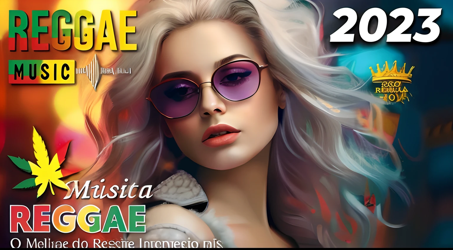 A closeup of a woman in sunglasses on a cover of Reggae magazine, arte raggae, magazine art cover illustration, Gato Doja, rosto como ester exposito, na capa de uma revista, ava max, in illustration style digital, capa de revista de moda, estilo de colagem de revistas, em estilo de arte digital, em estilo de pintura digital