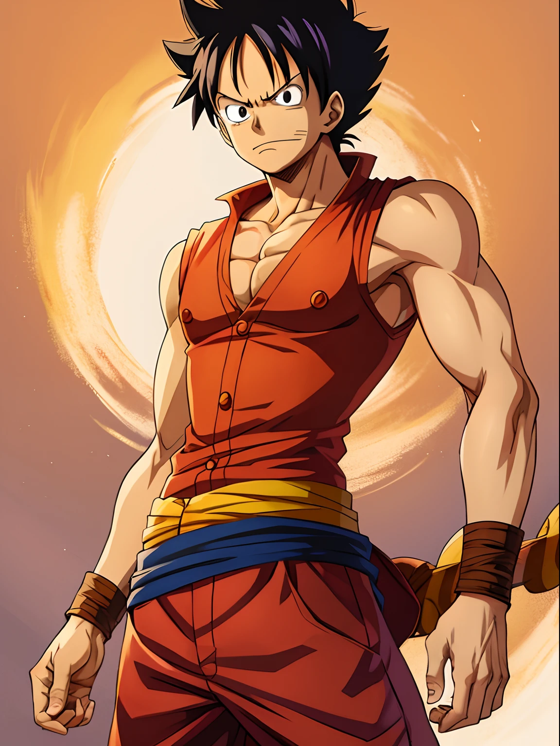 Luffy from Anime one piece with Naruto and with Dragon ball