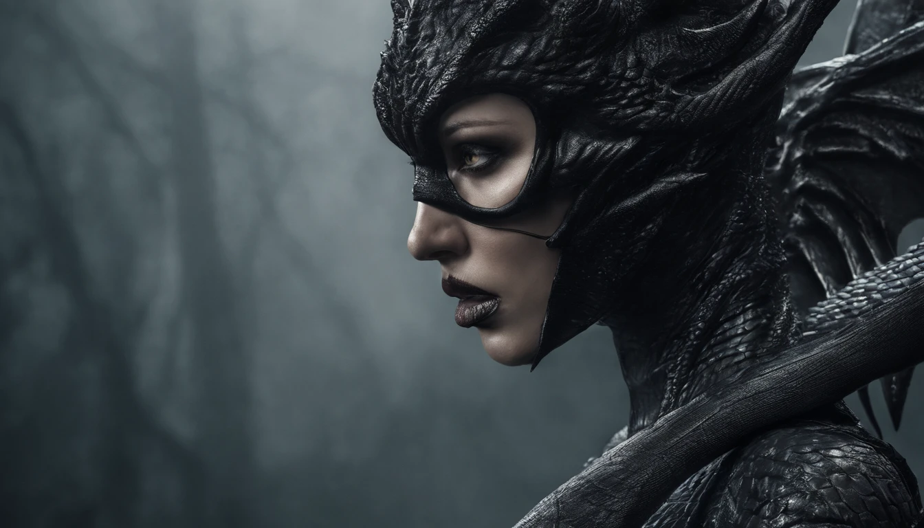 Close up of a woman dressed in latex leotard with a dragon, ultra detailed, photorealistic, masterpiece.
