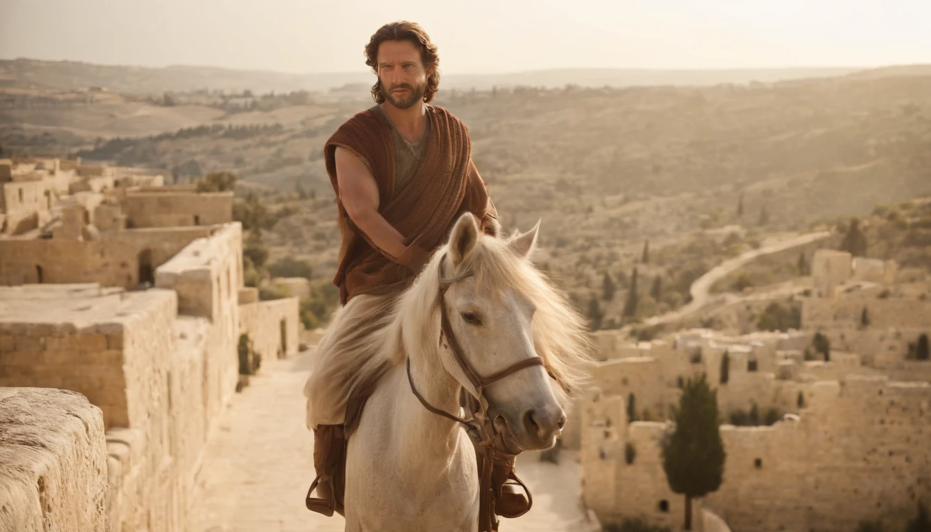 "King David, with strategic brilliance, embarks on a campaign to capture the city of Jerusalem and establish it as the capital of his kingdom. The walls of the city stand as a formidable challenge, and David's determination, coupled with his ingenious tactics, shape a defining moment in his reign."