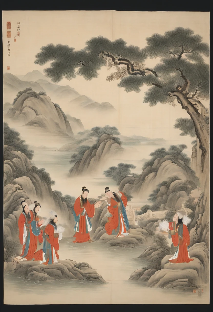 Ultra-clear detailed,Ancient Chinese scholars bowed their whole bodies,Salute,Kowtow,Hands-on ceremony,Four ceremonial postures and expressions,white backgrounid,water ink