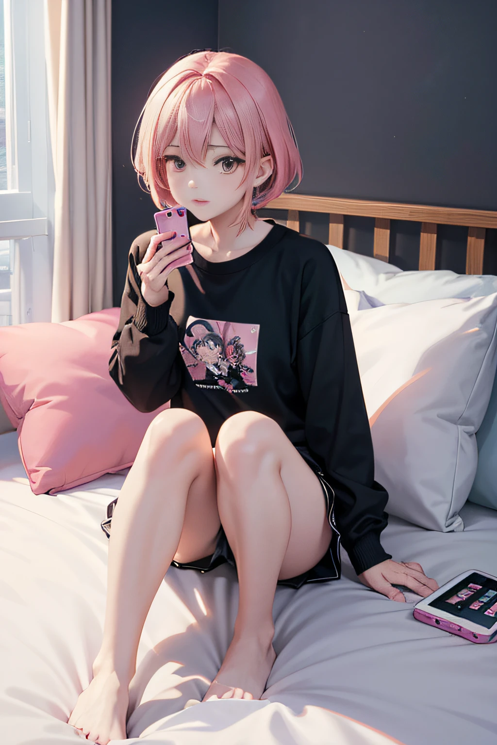 Anime boys and girls sitting on bed with cell phone, style of anime4 K, 4K anime wallpaper, Guviz-style artwork, Anime wallpaper 4 k, Anime wallpaper 4K, 4k manga wallpapers,Guweiz in Pixiv ArtStation, Anime art wallpaper 4k, Anime art wallpaper 4 K