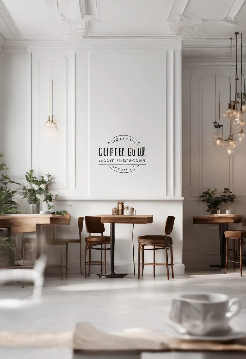 cool elegant line logo of a coffee shop, simple minimal, delicate design white background --no realistic photo detail