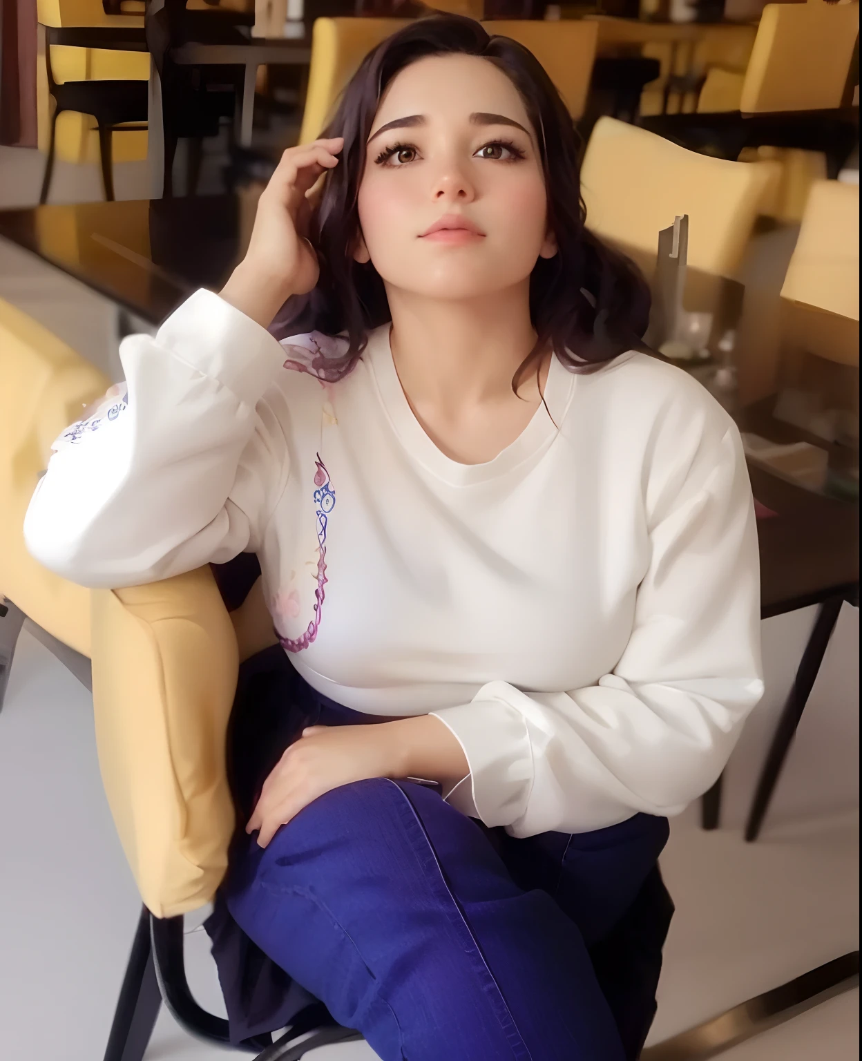 Turn this image into a Disney Anime princess according to her figure outfit lighting personality and dress