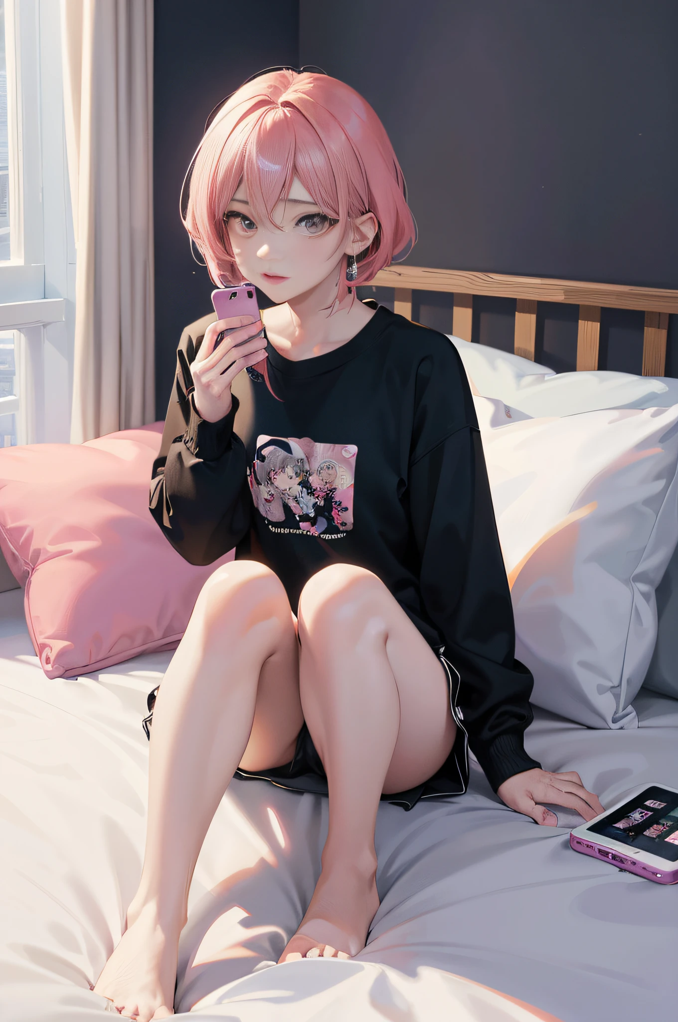 Anime boys and girls sitting on bed with cell phone, style of anime4 K, 4K anime wallpaper, Guviz-style artwork, Anime wallpaper 4 k, Anime wallpaper 4K, 4k manga wallpapers,Guweiz in Pixiv ArtStation, Anime art wallpaper 4k, Anime art wallpaper 4 K