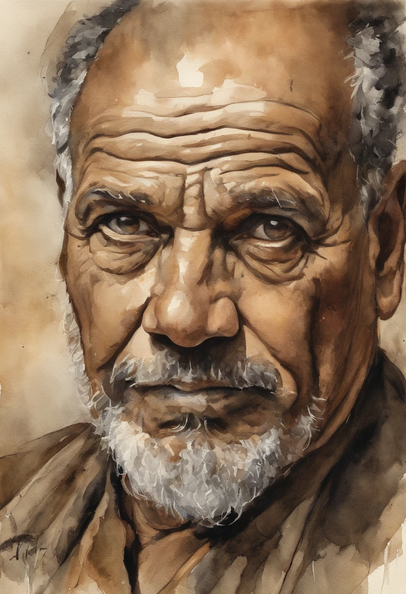 Retrato de um homem velho com uma barba grande, Corrosion in dry spot, extremamente detalhado, hatching, hiper-realista, aquatint, desenho de linha, realismo, litografia, Washi, trending on ArtStation, foco nítido, Studio photo, detalhes intrincados, altamente detalhado, Directed by: Greg Rutkowski