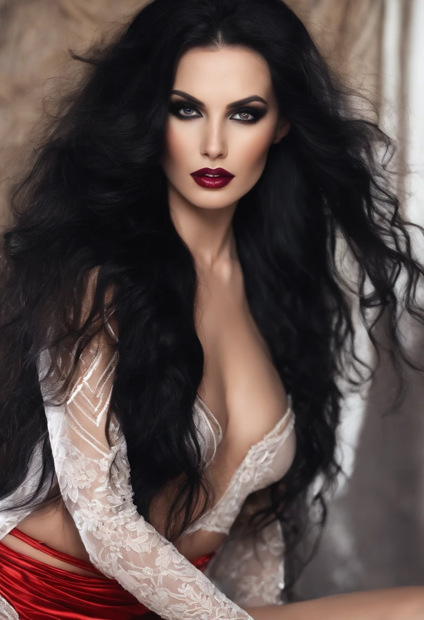 Long Black Hair, White Sexy Lingirie, Raw dick sucking, NSFW