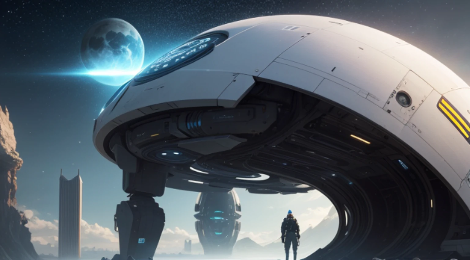 “A futuristic world with ultra-technologic elements and over-developed citizens living 1000 years from now”.