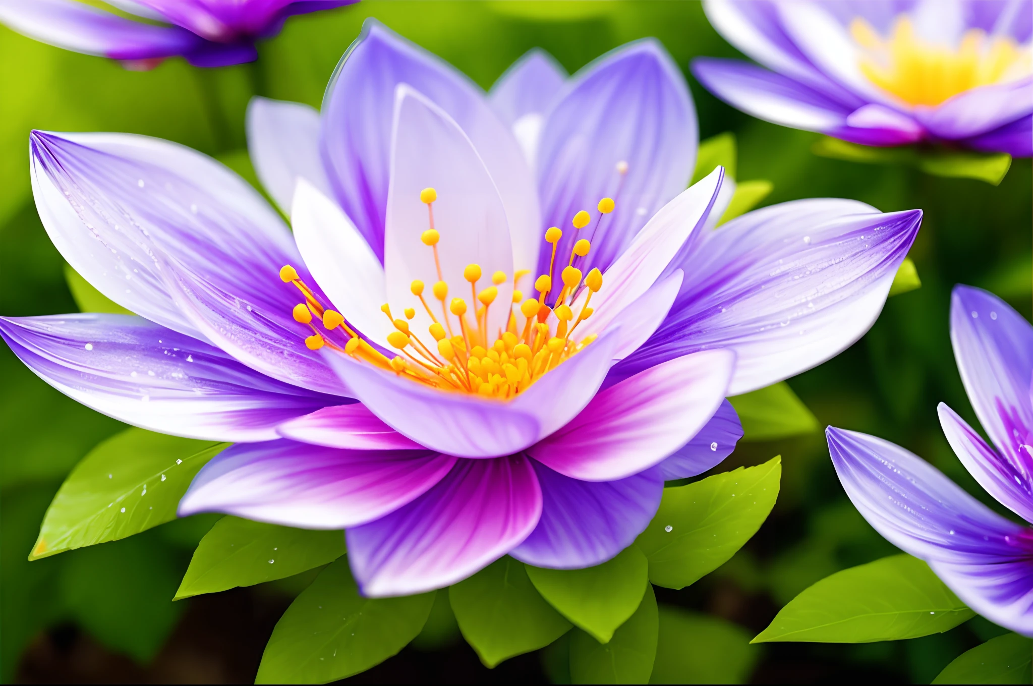 Transparent liquid flowers