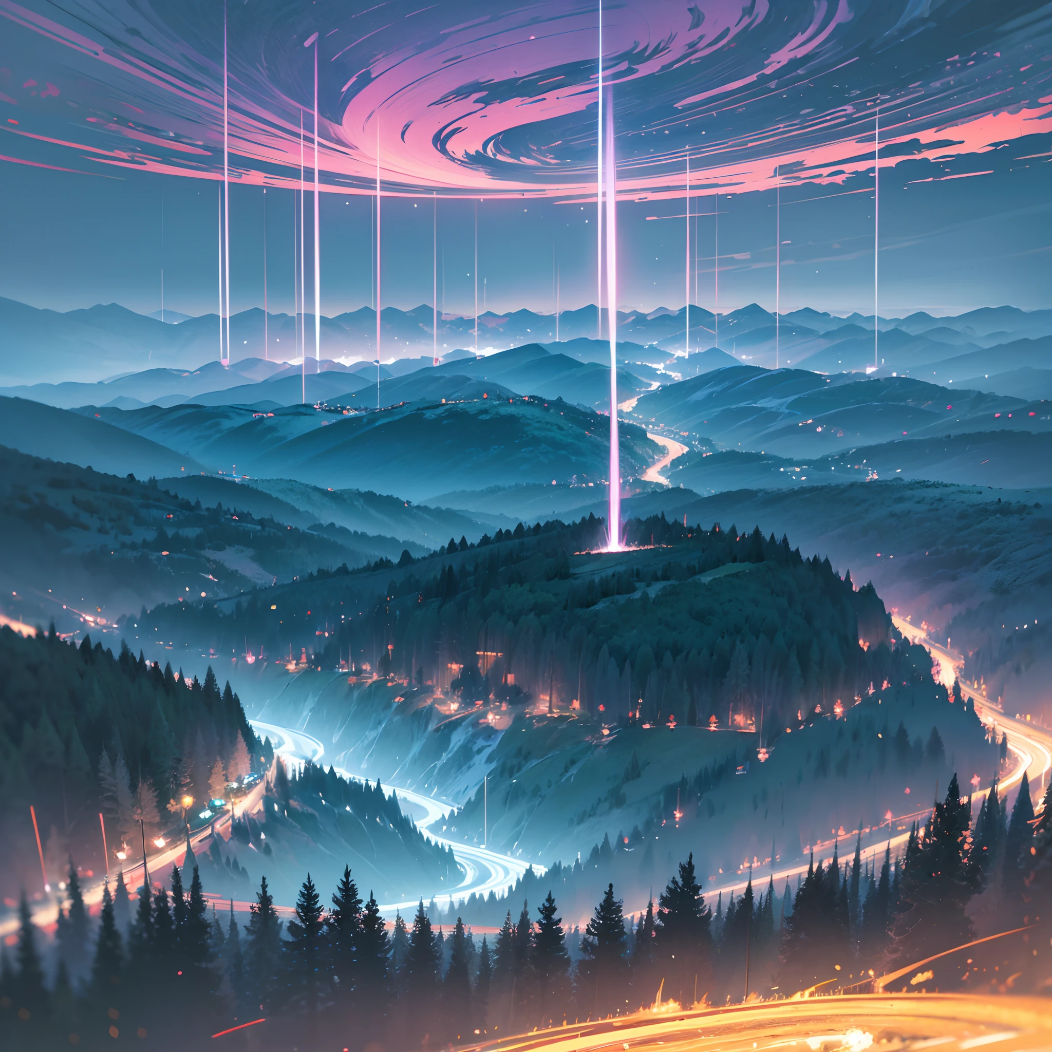 an image of the world where one side of the world lights with the neon lights and brigtness and other side of the world with thw natural forest and trees wide angle image where whole world is covered in image --auto --s2