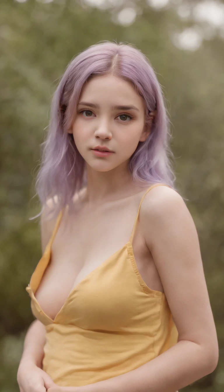 Naked 10 Year Old School Girl Holdings Books, Full Body, Cute Baby Face, Yellow And Purple Hair, Angry Face, Full Body, Naked, Big Huge Boobs With Brown And Pinkish Nipple, Half Sleeve, 4K, Ultra Realistic, High Qualities.