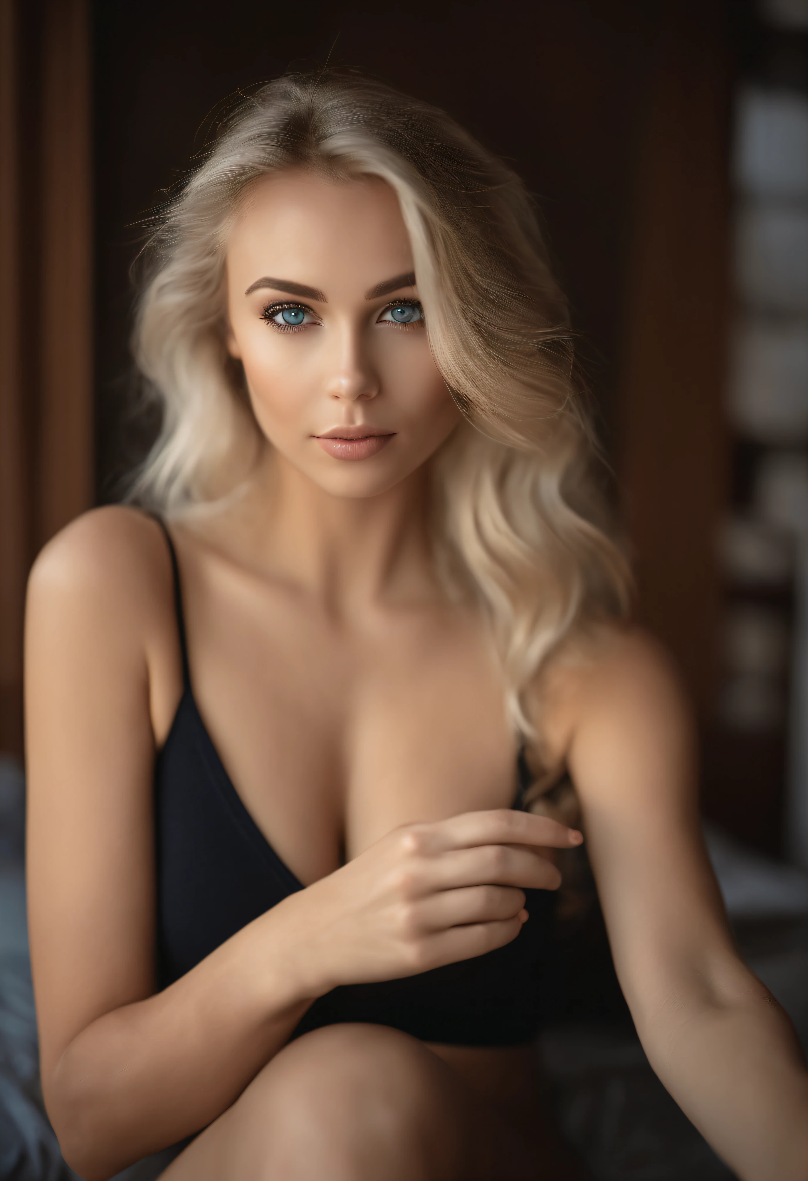 Oman with matching tank top and panties, Sexy girl with blue eyes, portrait sophie mudd, Portrait de Corinna Kopf, blonde hair and large eyes, Selfie einer jungen Frau, ohne Make-up, Natural makeup, Blick direkt in die Kamera, Gesicht mit Artgram, dezentes Make-up, Great full body photo, im Zimmer, big boobs, Blond, Latein, It is supposed to be as realistic as possible and not to have a prima facie drawing