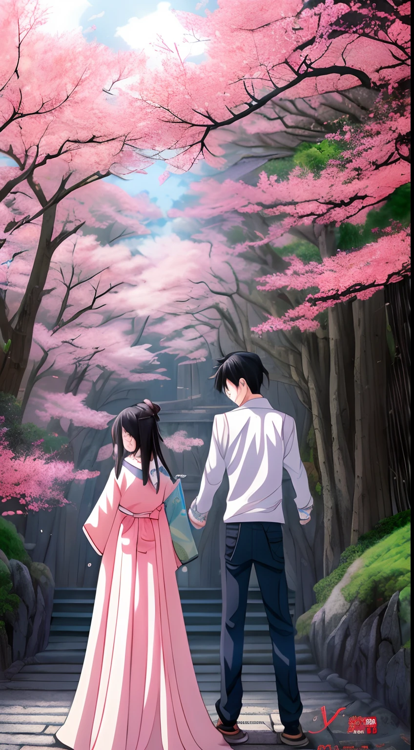 japan comic, no text, girl and boy in love, 4k,uhd, profesional Color, most detailed,only 2 person
