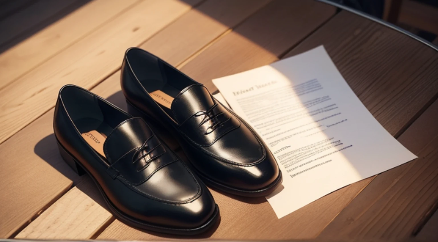 “A piece of paper half burned lies on a table, covered by shadows where you can only read “your wife was killed by”. Although you cannot read the name, there is a pair of woman’s shoes by the table and a driver’s license on the floor.”