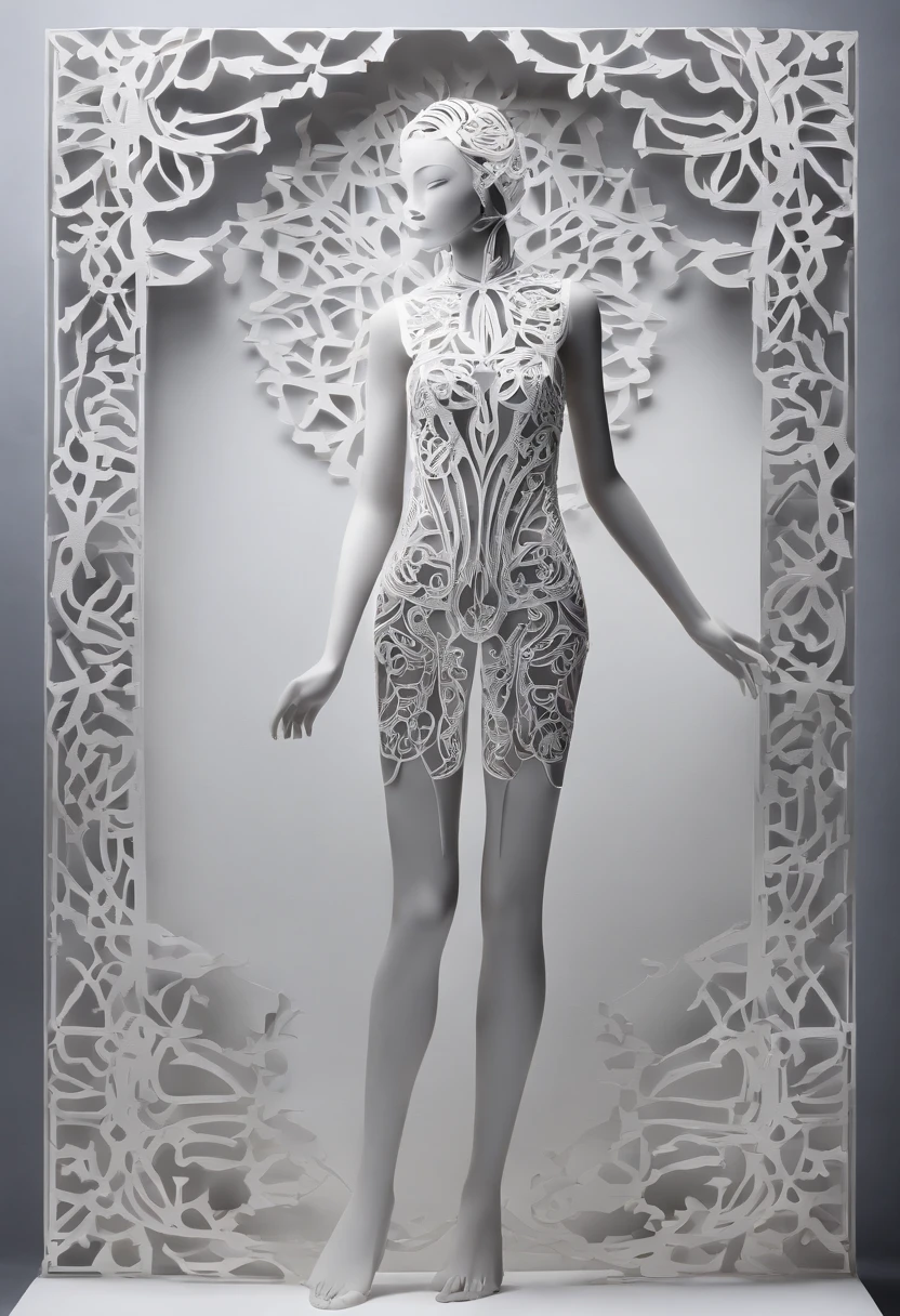 Skinny naked tall. Floating in the vastness of space in the galaxy. full-length naked. Silver hair
