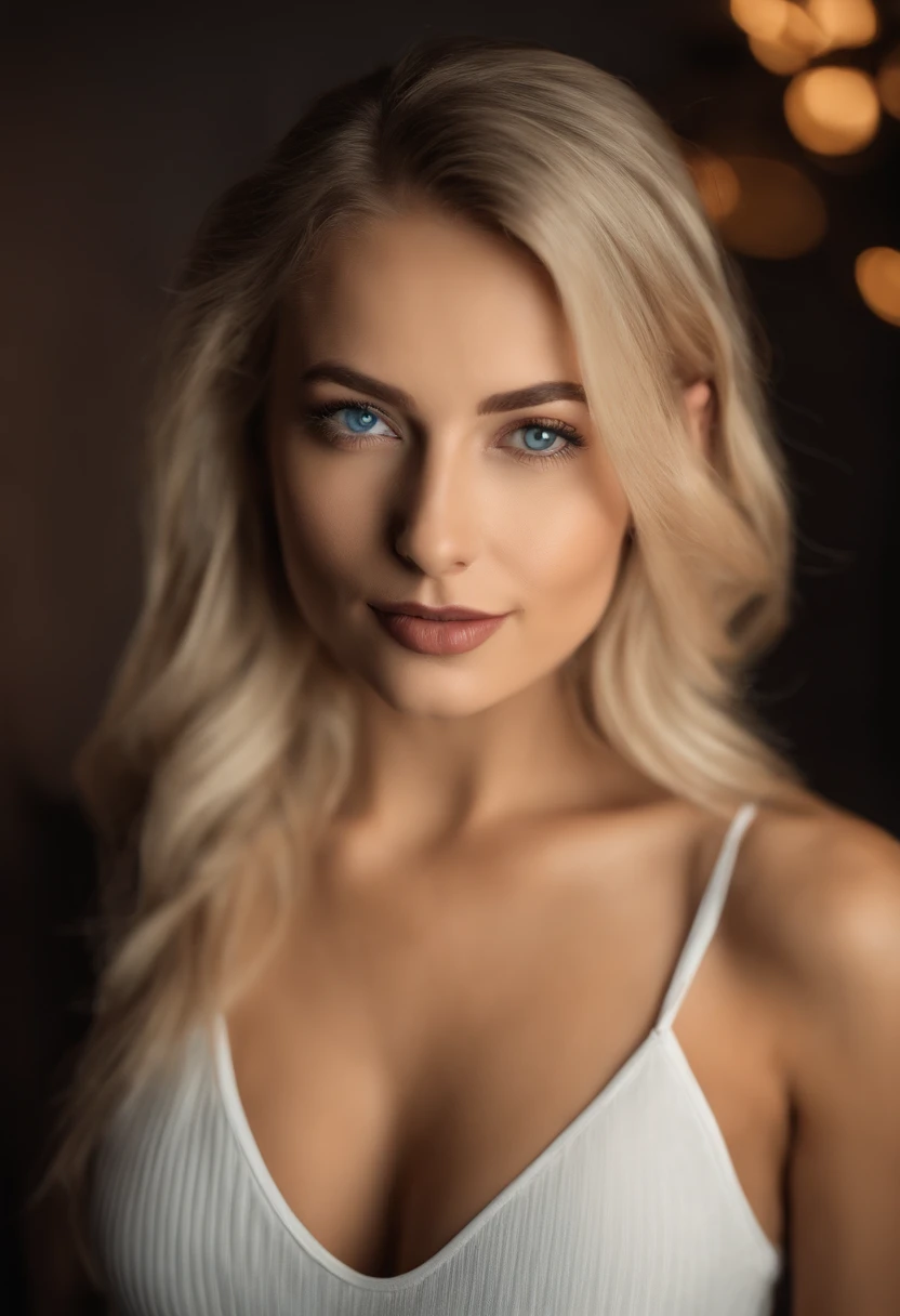 Rothaarige  Frau mit passendem Tanktop und Rock posiert in einem Nachtclub, Sexy girl with blue eyes, portrait sophie mudd, Hintergrund verwischen, best quality, 1girls, Portrait de Corinna Kopf, blonde hair and large eyes, Selfie einer jungen Frau, ohne Make-up, Natural makeup, Blick direkt in die Kamera, Gesicht mit Artgram, dezentes Make-up, Great full body photo, im Zimmer, big boobs, Blond, Latein