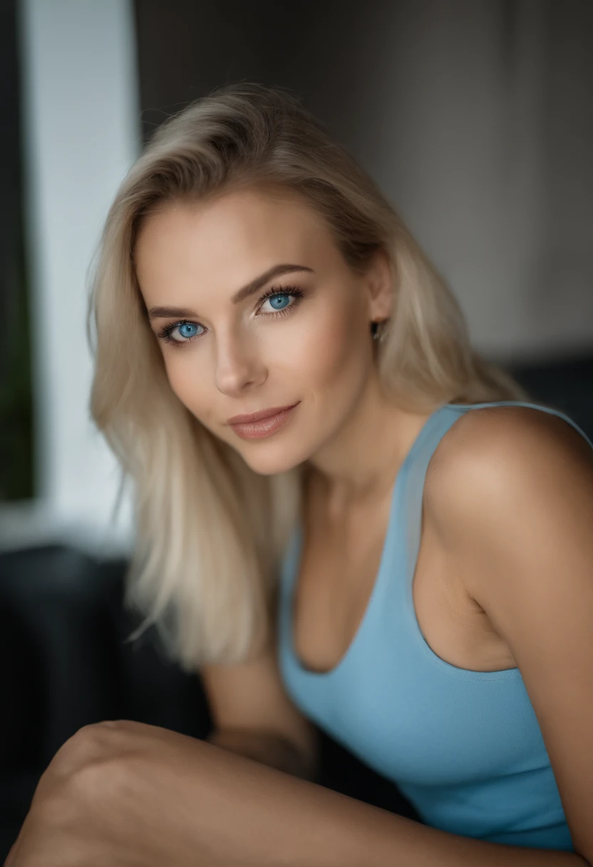 Rothaarige Frau mit passendem Tanktop und Rock posiert in einem Nachtclub, Sexy girl with blue eyes, portrait sophie mudd, Hintergrund verwischen, best quality, 1girls, Portrait de Corinna Kopf, blonde hair and large eyes, Selfie einer jungen Frau, ohne Make-up, Natural makeup, Blick direkt in die Kamera, Gesicht mit Artgram, dezentes Make-up, Great full body photo, im Zimmer, big boobs, Blond, Latein