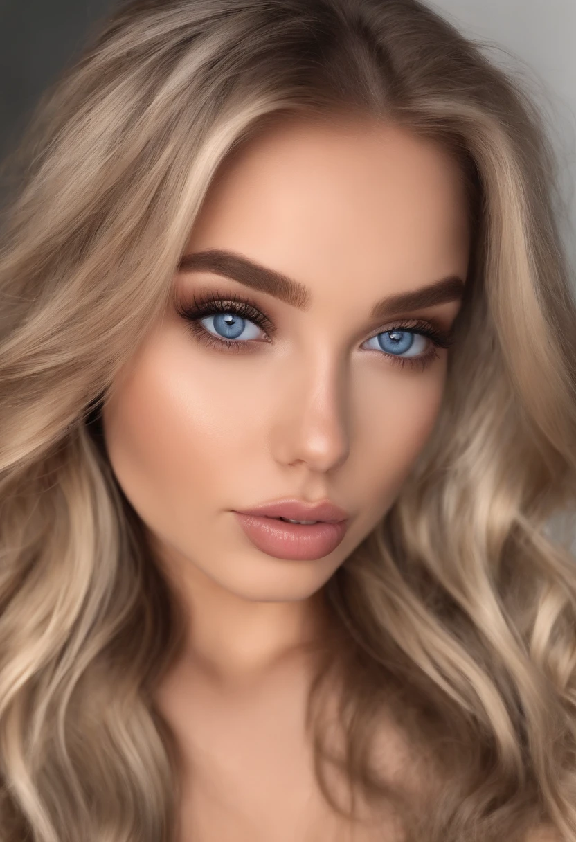 arafed woman fully , sexy girl with blue eyes, ultra realistic, meticulously detailed, portrait sophie mudd, blonde hair and large eyes, selfie of a young woman, in the club eyes, violet myers, without makeup, natural makeup, looking directly at the camera, face with artgram, subtle makeup,
