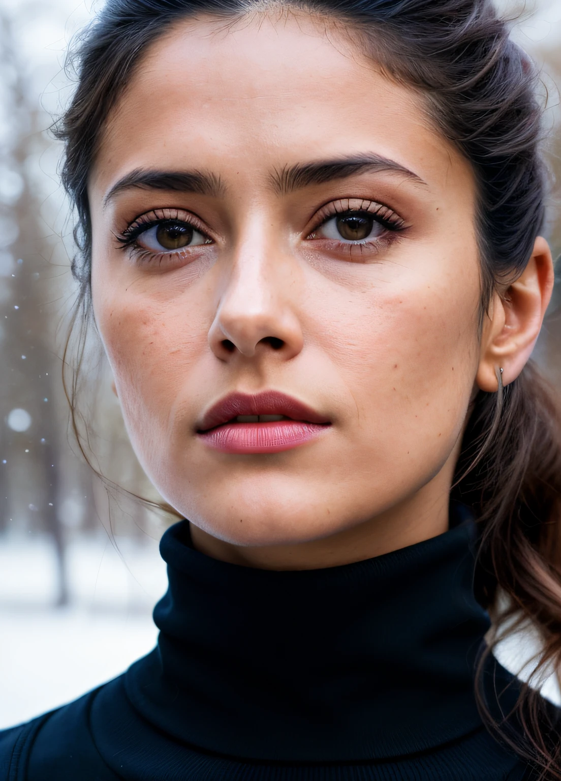 A stunning intricate full color portrait of (sks woman:1), wearing a black turtleneck, epic character composition, by ilya kuvshinov, alessio albi, nina masic, sharp focus, natural lighting, subsurface scattering, f2, 35mm, film grain,