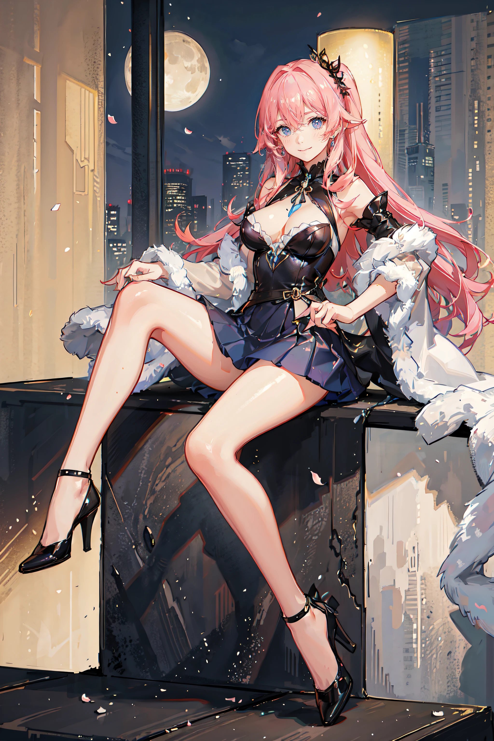 ((Currently, a cute and beautiful woman is changing her underwear)), ((22-year-old beauty)), ((embarrassed smile)), ((luscious long hair)), ((miniskirt)), (( Gradient Eyes)), ((Background is a city night view)), Attractive Makeup, Scenery, NFSW, UHD, Retina, Masterpiece, Accurate, Anatomical, Scientifically Correct, Textured Skin, Super Detail, High Detailed, High Quality, Award Winning, Top Quality, High Definition, 1080P, HD, 4K, 8k, 16k