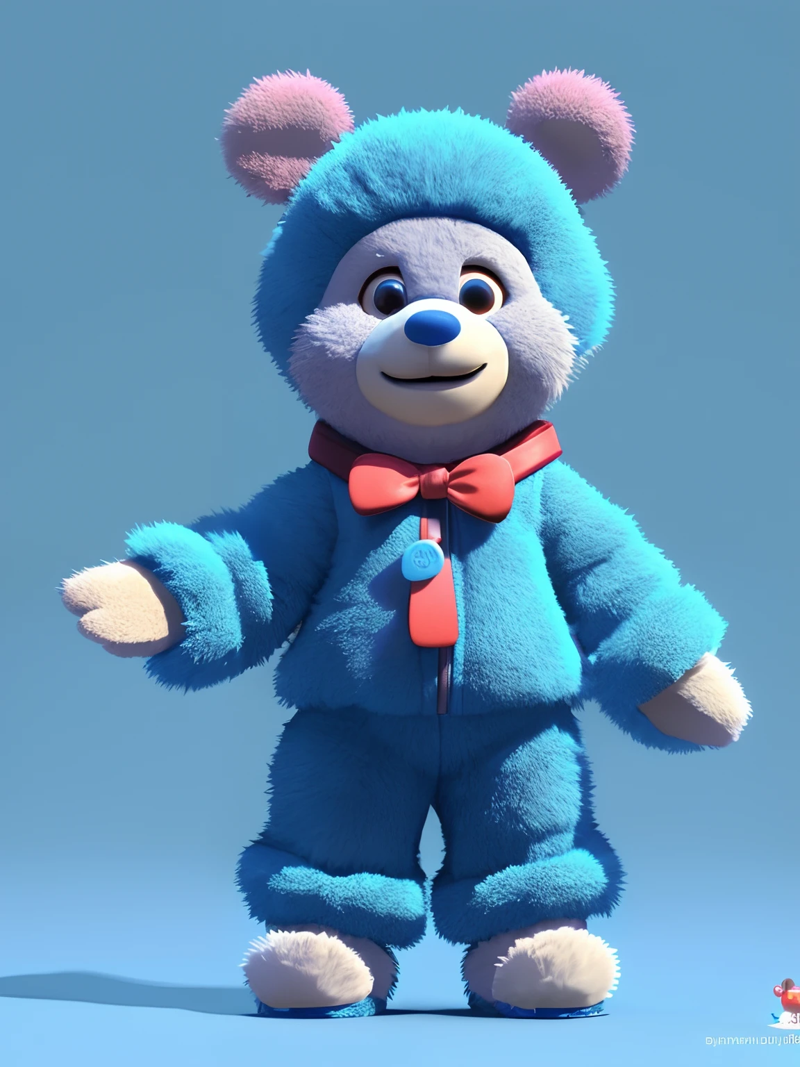 Grandma Blue Teddy Bear stands in the woods in a babysitting suit, 3D model of a Japanese mascot, Maya 8 K, anime lush john 8k woods, 3 d character, 3d character, Diego 5, 3D model Pixar rendering, an animated character, 3 d character render, Fanart, movie character, rendered in maya, mischievous look :: rendering by octane