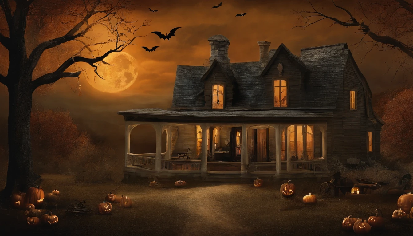 Vintage Halloween Art, Spooky Moody, Neutral Rustic style