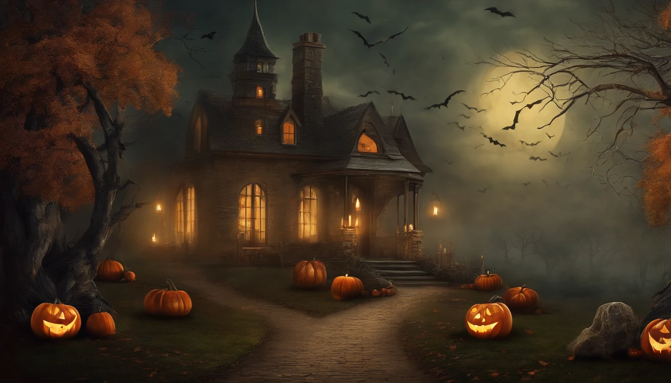 Vintage Halloween Art, Spooky Moody, Neutral Rustic style