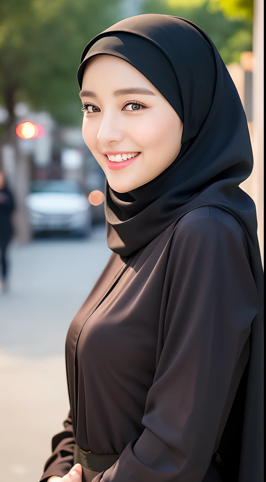 (RAW photo, best quality), (realistic, photo-realistic:1.3), masterpiece, an extremely delicate and beautiful, asian girl, extremely detailed, CG, unity , 2k wallpaper, Amazing, finely detail, light smile, extremely detailed CG unity 8k wallpaper, huge file size, ultra-detailed, high res, soft light, 1girl, beautiful eyes, muslim woman, colorful, laying down, (thick girl), small beautiful breast, (full body), ((woman wearing a black Abaya and Khimar Hijab)), she is fat, 160cm, 70kg, exposed breast