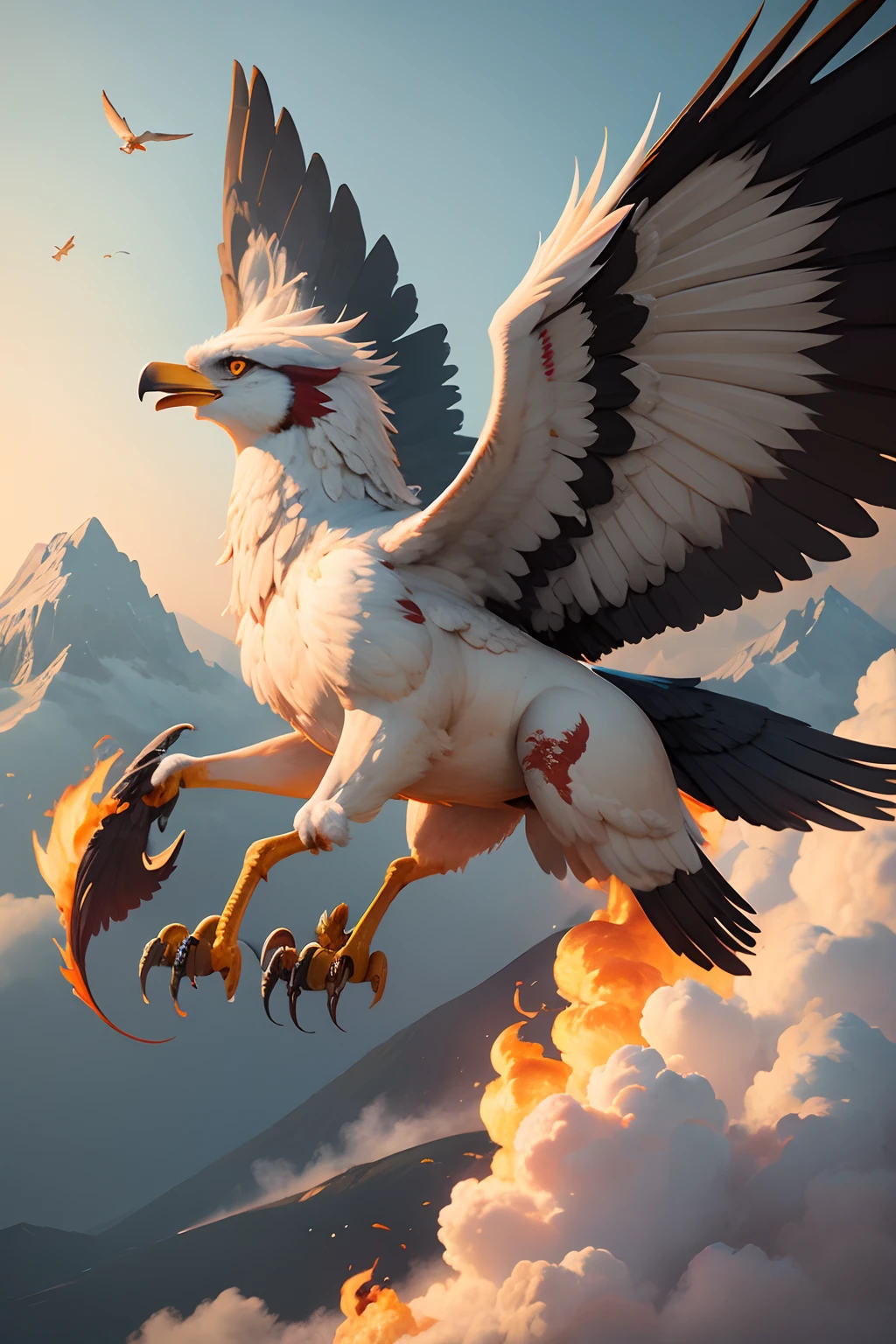 The main theme is:"Ideals are "burning",Youth flies",Paint a landscape,Gryphon,wings,Skysky