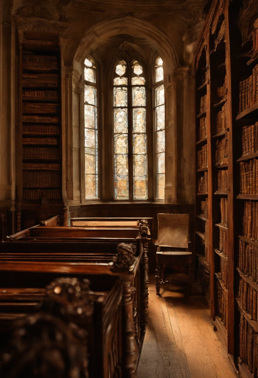 best quality,4K,hight resolution,Meisterwerk:1.2,Ultra-detailliert,realistisch:1.37,Alte Bibliothek,Dusty atmosphere,Vintage Books,Historischer Charme,Antike Regale,Candle,mysterious,Whispering Shadows,schwach beleuchtet,muffiger Geruch,Aged leather bindings,Crumbling Pages,Alte Folianten,Dunkle Ecken,Secret passages,Bookworm Paradise,Mystisches Ambiente,schwach beleuchtete Leseecken,worn wooden floors,Sonnenlicht, streaming through stained glass windows,Stille Einsamkeit,Zufluchtsort des Gelehrten,Flucht aus Zeit und Raum,Verloren in der Welt des Wissens,Verzaubertes Reich der Weisheit,overwhelming historical awareness,Magische Archive,Whispered secrets of the past,Schatzkammer an Geschichten und Wissen,ewiges Heiligtum der Literatur,Traumhafte Gelassenheit,endless rows of books,Hidden treasures on every shelf.