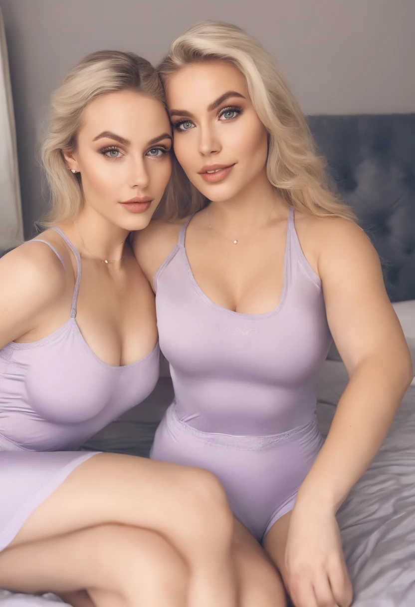 beautiful conjoined twin girls, who were born with physically connected bodies. girl's appearance. their bodies are sensually and artistically intertwined, rendered in a realistic human style., Beautiful conjoined twin woman fully , sexy girls with blue eyes, ultra realistic, meticulously detailed, portrait sophie mudd, blonde hair and large eyes, selfie of a young woman, bedroom eyes, violet myers, without makeup, natural makeup, looking directly at the camera, face with artgram, subtle makeup, stunning full body shot kneeling on bed, in bedroom, large size bust, showing, no bra, no bottoms,stunning full body shot in a bedroom, medium to large breast, exposed breast, exposed bottoms, wearing nothing, showing, shaved bottom region,, fully. , naked body, atomically perfect breast, large breast