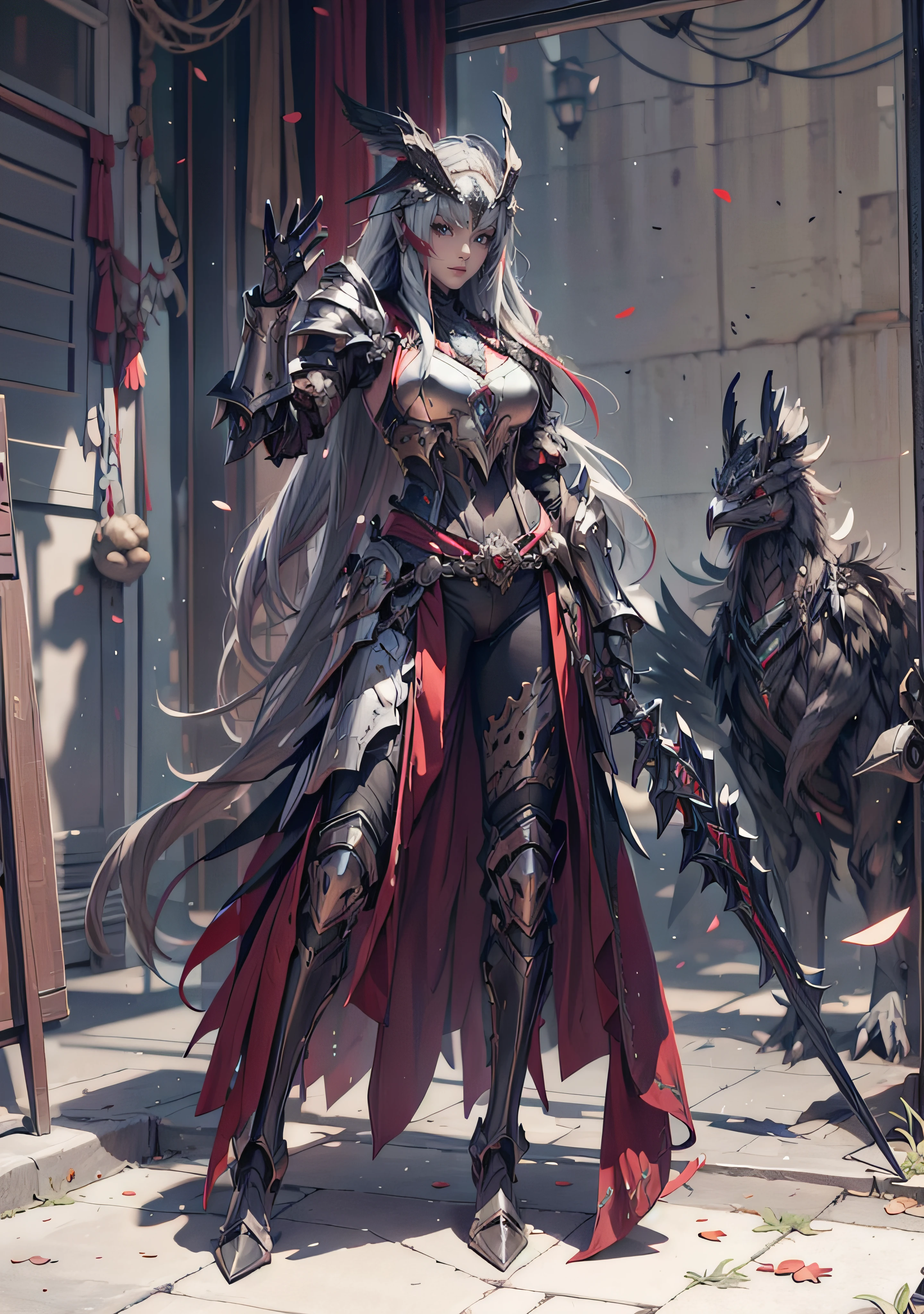 Dragoon armor,Perfect face,feathered headdress,Metal ornaments,Black underwear,Unreal 5