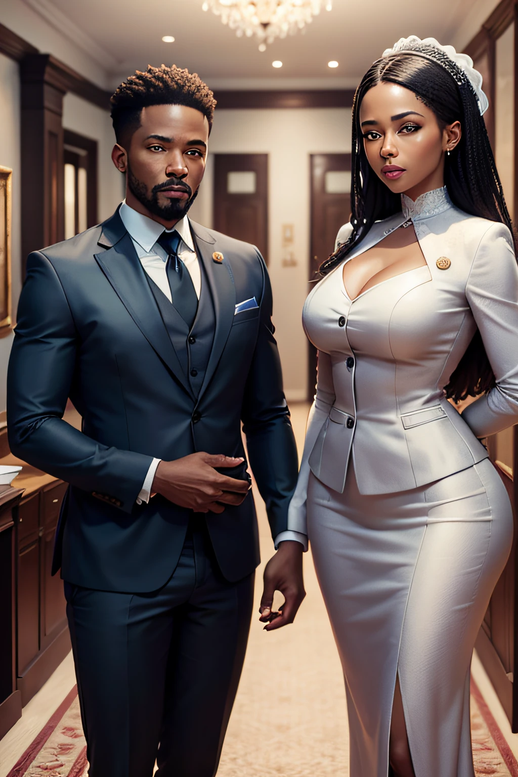 Ultra realistic, 4K, family law services for a law firm, Child and spousal maintenance for a rich African couple (masterpiece, best quality),