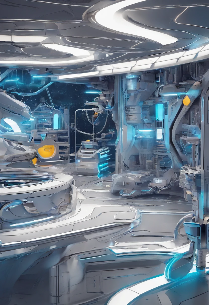 A beautiful 3D printing lab(Specializes in bone implants),High-end laser 3D additive manufacturing equipment,Futuristic and innovative design,Stunning landscape lighting,Blue sense of technology,Best quality,A high resolution