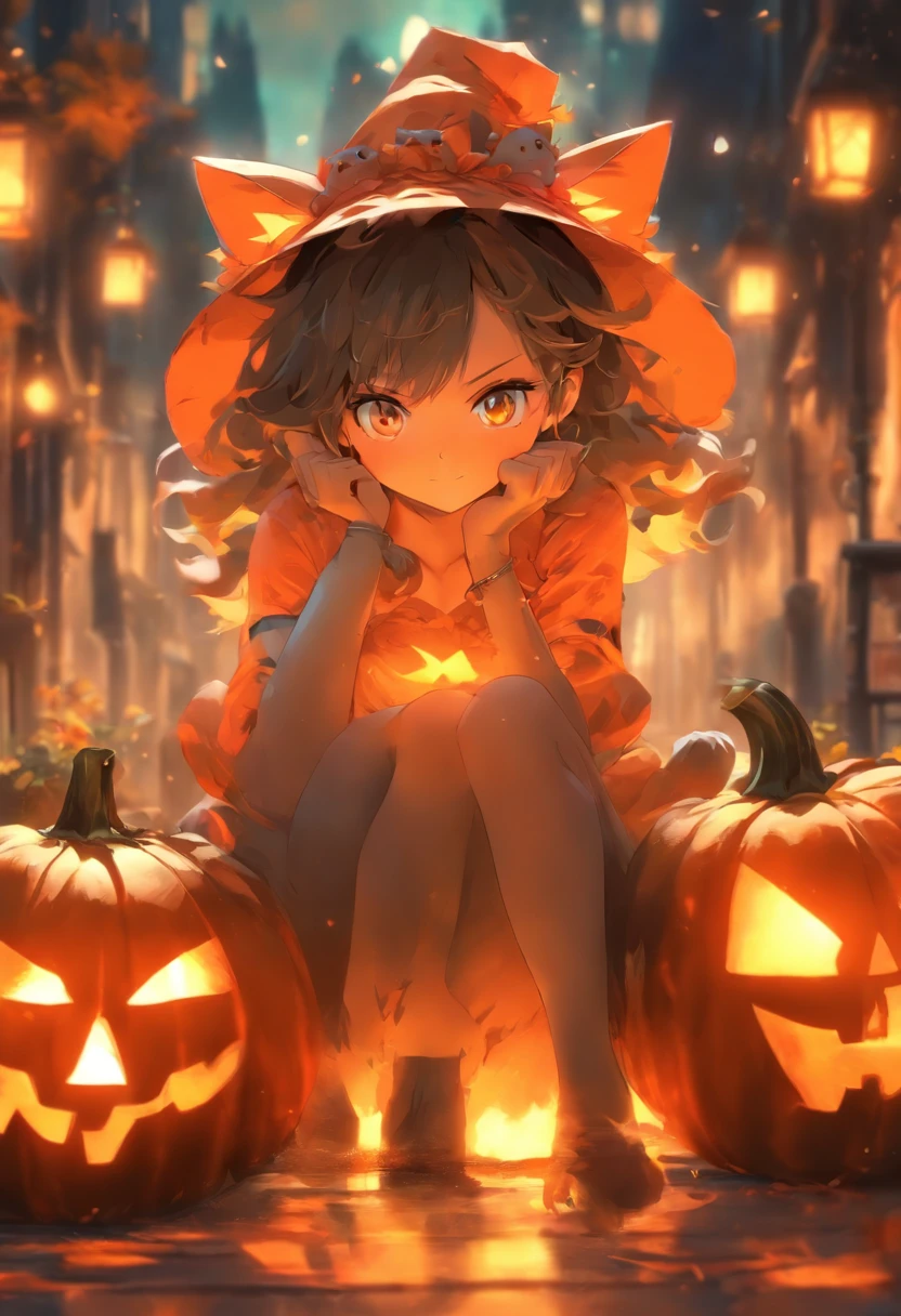 anime girl with a cat hat holding a pumpkin, halloween art style, anime style 4 k, anime art wallpaper 4 k, anime art wallpaper 4k, anime wallpaper 4k, anime wallpaper 4 k, anime art wallpaper 8 k, 4k anime wallpaper, halloween theme, gothic maiden anime girl, hd anime wallaper, 4 k manga wallpaper, nightcore