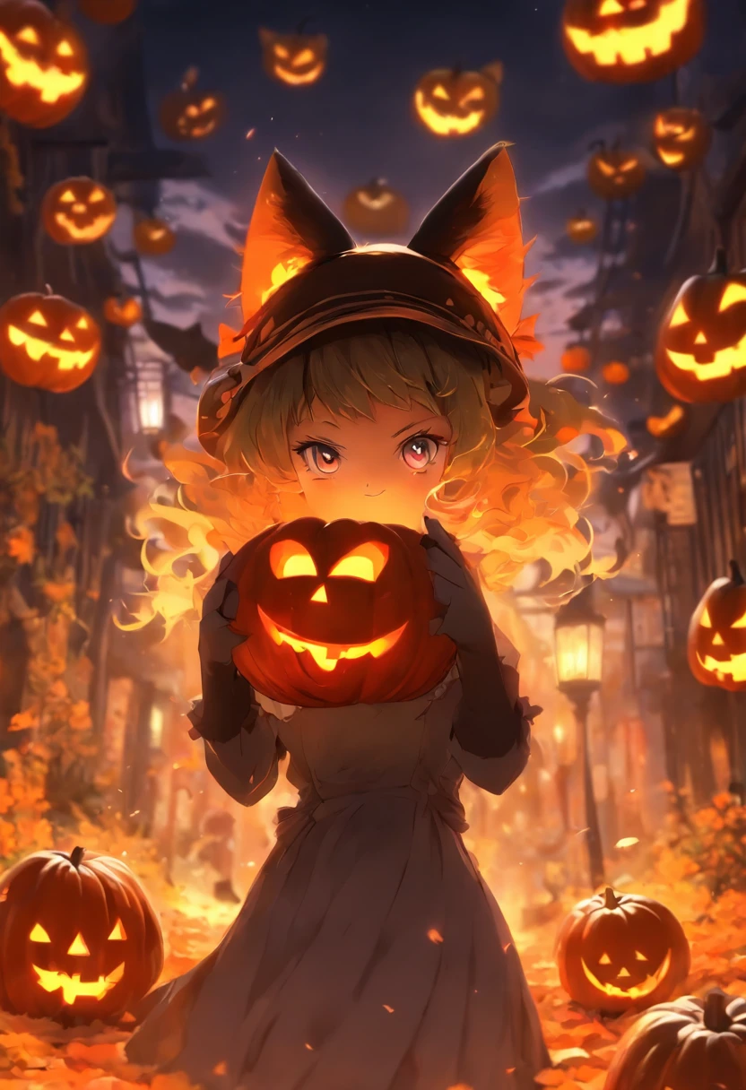 anime girl with a cat hat holding a pumpkin, halloween art style, anime style 4 k, anime art wallpaper 4 k, anime art wallpaper 4k, anime wallpaper 4k, anime wallpaper 4 k, anime art wallpaper 8 k, 4k anime wallpaper, halloween theme, gothic maiden anime girl, hd anime wallaper, 4 k manga wallpaper, nightcore