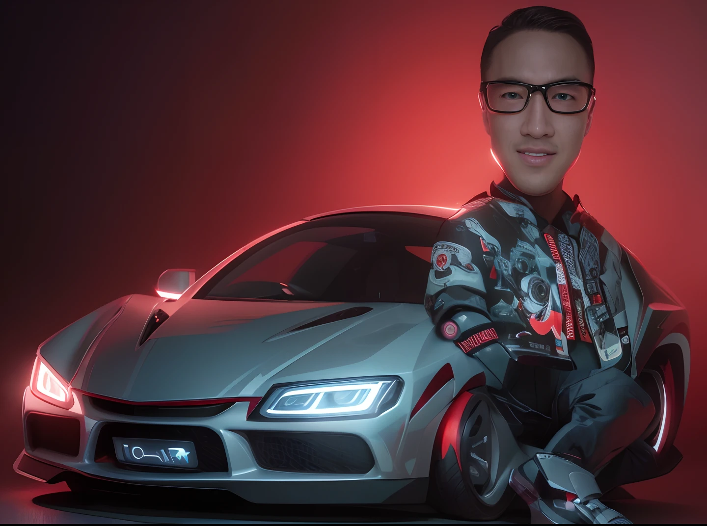 Highest image quality, outstanding details, ultra-high resolution, (realism: 1.4), the best illustration, favor details, highly condensed 1man, with a delicate and hansome face, dressed in a black and red mecha, wearing a mecha helmet, holding a directional controller, riding on a motorcycle, the background is a high-tech lighting scene of the future city.