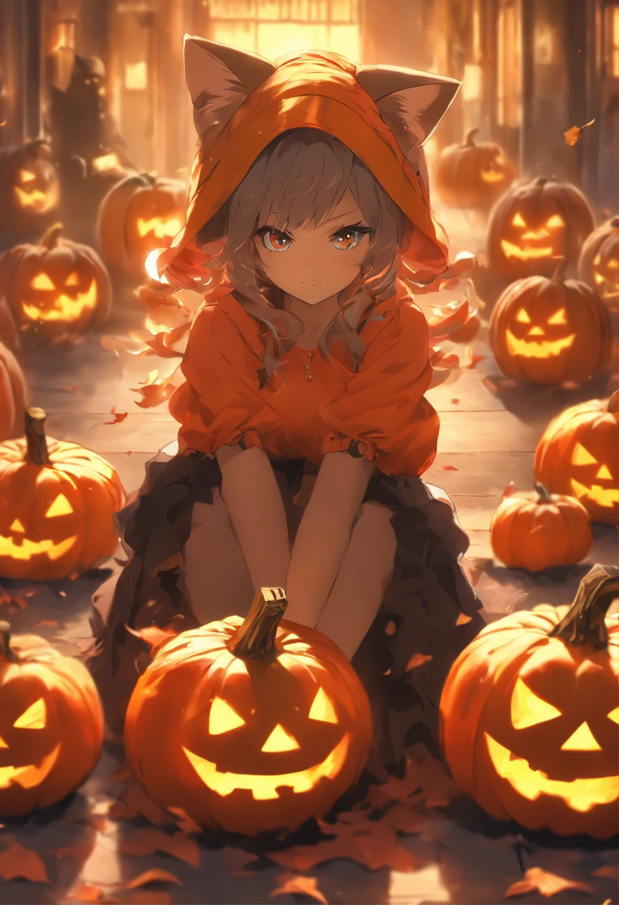 anime girl with a cat hat holding a pumpkin, halloween art style, anime style 4 k, anime art wallpaper 4 k, anime art wallpaper 4k, anime wallpaper 4k, anime wallpaper 4 k, anime art wallpaper 8 k, 4k anime wallpaper, halloween theme, gothic maiden anime girl, hd anime wallaper, 4 k manga wallpaper, nightcore