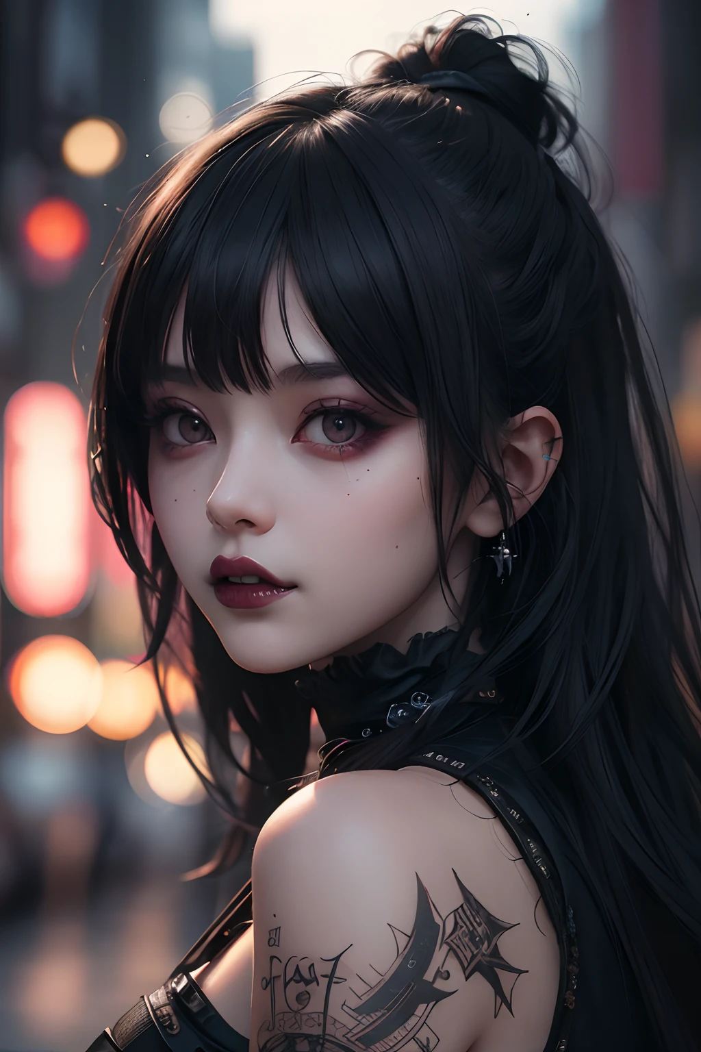 Excellent rendering, 8K, masutepiece, ultra-quality, Beauty: 1.2, Professional illustration: 1.1, Ultra Detail: 1.3, Ultra Lighting, Highly detailed, (More about Dark Light) 1girl in,
goth_punk