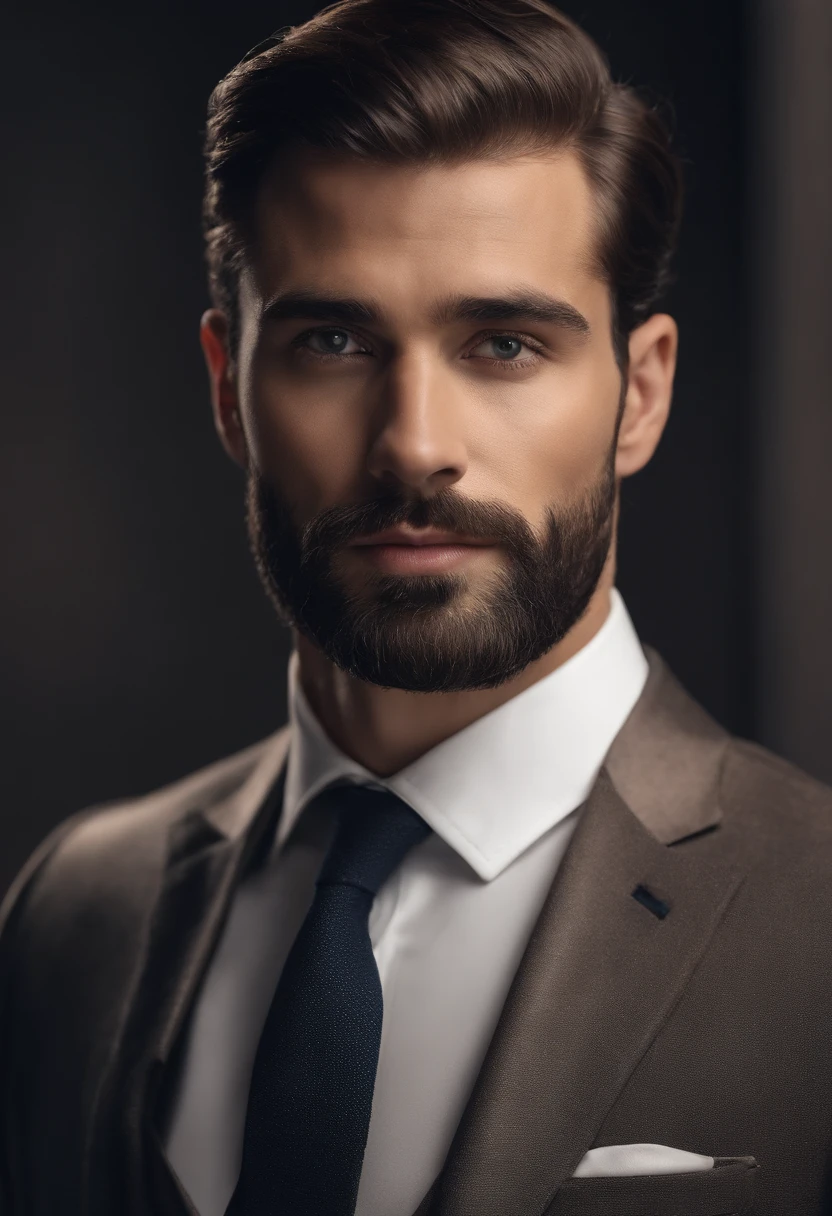Homme en costume, un petit peu de barbe, Wear a black business suit, Neat model, Montrer son visage, Photo de profil professionnelle, Business Wear, Office Wear, high resolucion, шедевр, beste-Qualit, intricate high detail, highly detailed, mise au point nette, texture, detailled eyes, professionnel, 4K, Tournage en Canon, 85 mm, faible profondeur de champ, Vision couleur Kodak, perfect fit body, extremly detailed, photo_\(ultra\), photo realist, Post-traitement, Maximum details, roughness, real life, ultra realist, rendering, photographie, 8K UHD, photographie (grain de film)