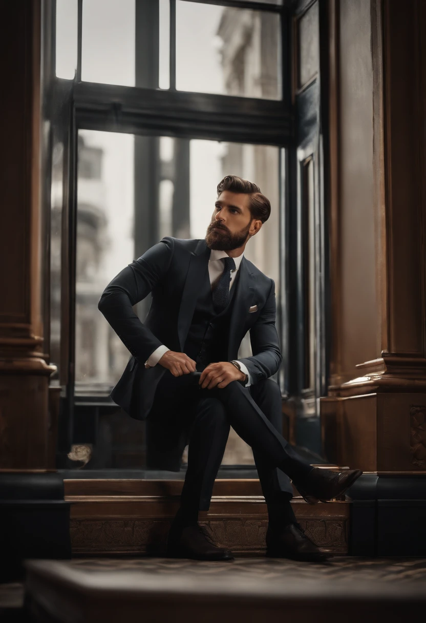 Homme en costume, un petit peu de barbe, Wear a black business suit, Neat model, Montrer son visage, Photo de profil professionnelle, Business Wear, Office Wear, high resolucion, шедевр, beste-Qualit, intricate high detail, highly detailed, mise au point nette, texture, detailled eyes, professionnel, 4K, Tournage en Canon, 85 mm, faible profondeur de champ, Vision couleur Kodak, perfect fit body, extremly detailed, photo_\(ultra\), photo realist, Post-traitement, Maximum details, roughness, real life, ultra realist, rendering, photographie, 8K UHD, photographie (grain de film)
