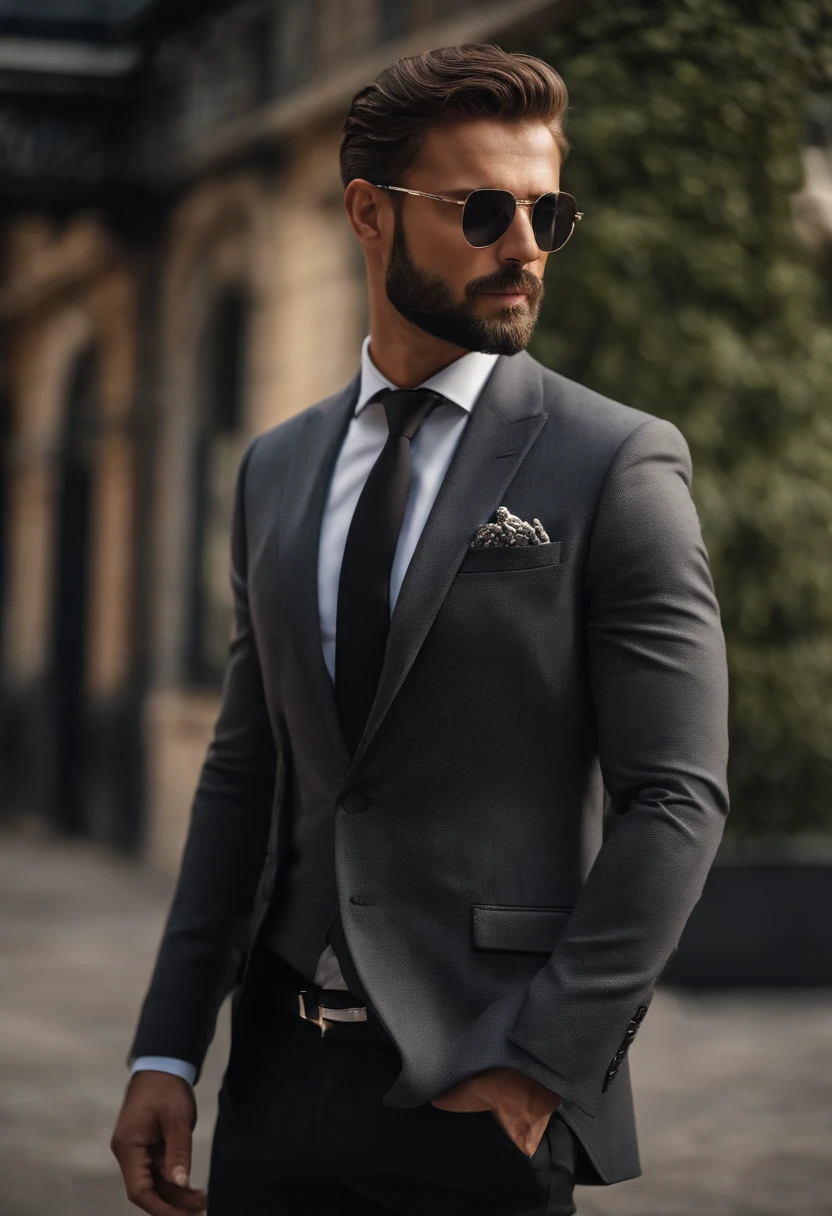 Homme en costume, barbu, Wear a black business suit, Neat model, Montrer son visage, Photo de profil professionnelle, Business Wear, Office Wear, high resolucion, шедевр, beste-Qualit, intricate high detail, highly detailed, mise au point nette, texture, detailled eyes, professionnel, 4K, Tournage en Canon, 85 mm, faible profondeur de champ, Vision couleur Kodak, perfect fit body, extremly detailed, photo_\(ultra\), photo realist, Post-traitement, Maximum details, roughness, real life, ultra realist, rendering, photographie, 8K UHD, photographie (grain de film)